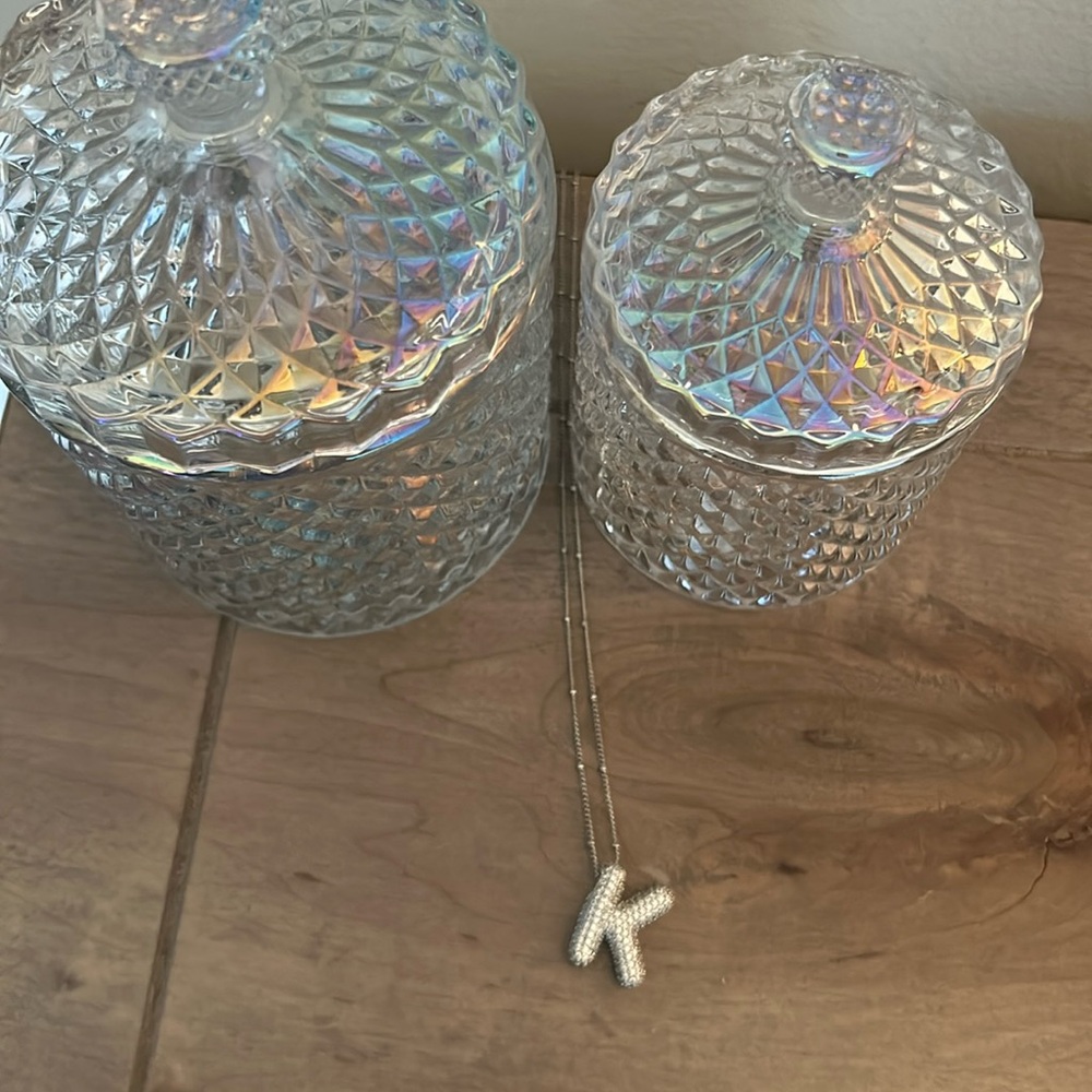 Initial K bubble letter necklace
